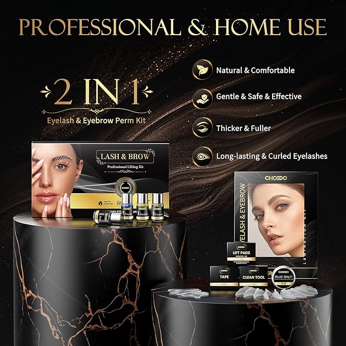 Lash Lift Kit - Eyebrow Lamination Kit, Eyelash Perm Kit, Professional Eyelash Curling Lash Extension & Eyebrow Lift 2 in 1 Kit, Eyelash Lift Kit Easy to Use at Home Diy & Salon, Lasts For 6-8 Weeks