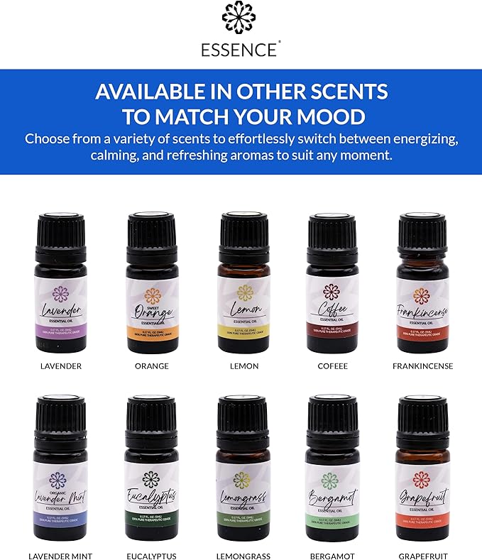 Essence Peppermint Essential Oil – 100% Pure & Therapeutic Grade – Perfect for Aromatherapy, Diffusers & Recharging Essence Nasal Diffuser Rings – Natural Stress & Mood Support (5mL)