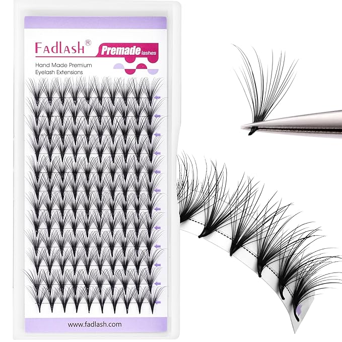 FADLASH Premade Lash Fans D Curl Premade Fans Eyelash Extensions 20D 0.07 Volume Lash Fans Premade Handmade Premade Lash Extensions Fans (20D-07D, Camellia)