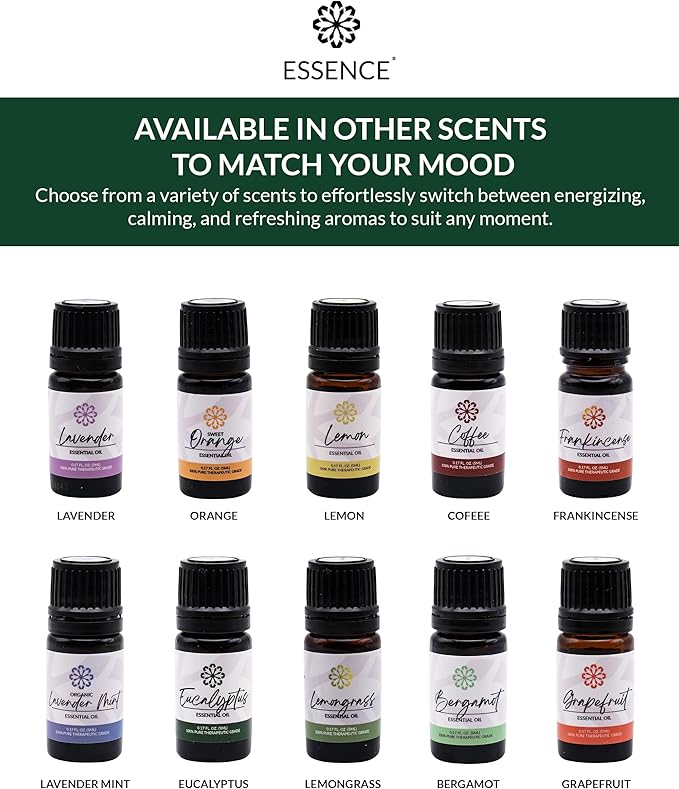 Essence Eucalyptus Essential Oil – 100% Pure & Therapeutic Grade – Perfect for Aromatherapy, Diffusers & Recharging Essence Nasal Diffuser Rings – Natural Stress & Mood Support (5mL)