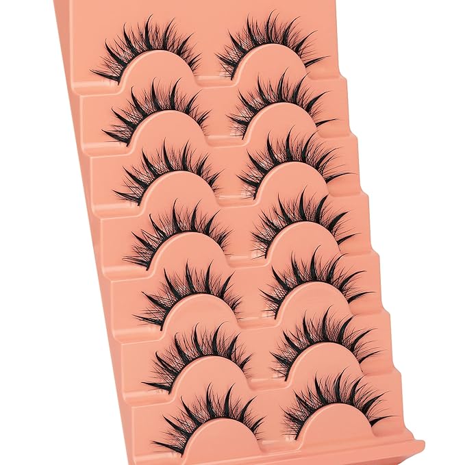 Manga Lashes Natural Look False Eyelashes 3D Spiky Wispy Eyelashes Thai Anime Lashes Asian Volume Fake Eyelashes Cosplay False Lashes 7 Pairs by TOOCHUNAG
