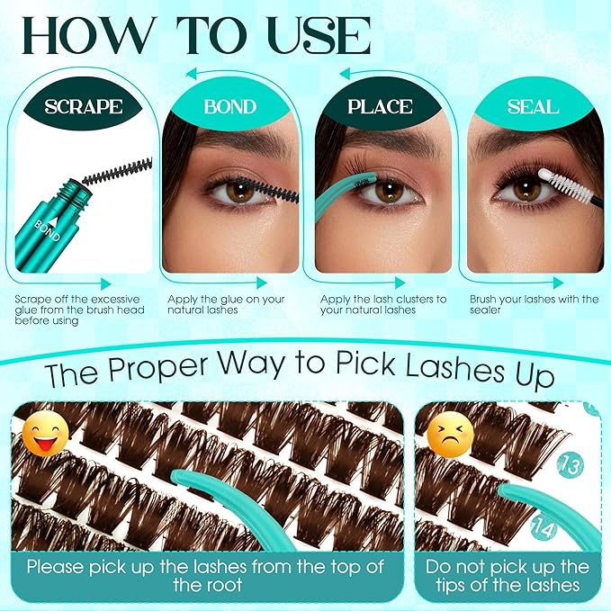 Brown Lash Clusters 280PCS Eyelash Clusters Natural Looking Individual Lash Extenison Fluffy Cluster Lashes DIY Lashes at Home by GEMERRY(200P-10-18mm-Brown)