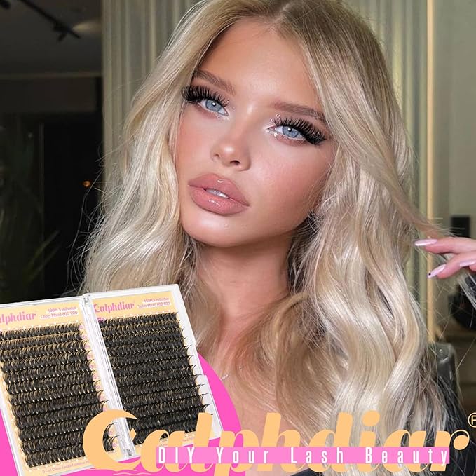 calphdiar Lashes Clusters 60D+80D Thick Eyelash Clusters 480PCS Wispy Lash Clusters Eyelash Extensions Fluff D-curly Individual Lashes 10-18mm DIY Volume Lash Extension at Home