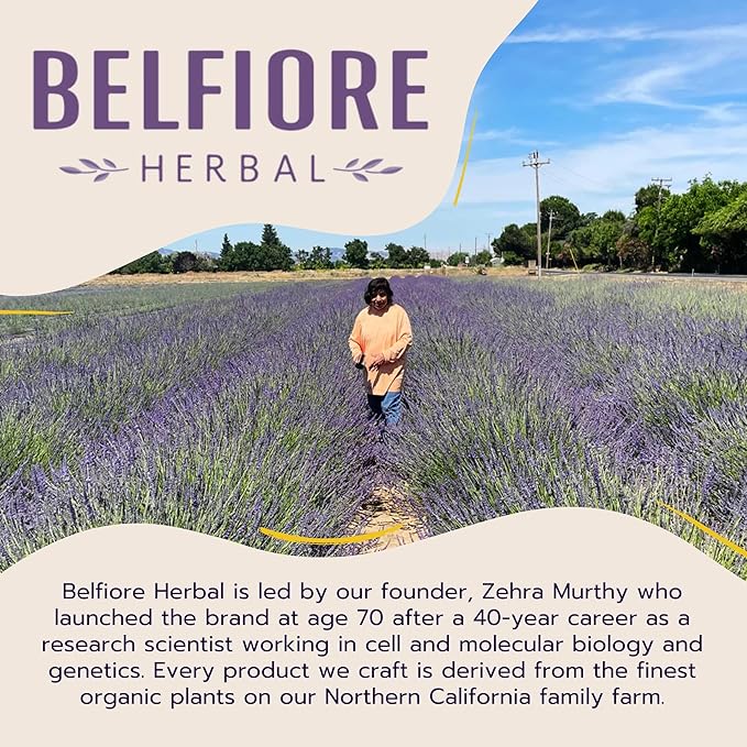 Belfiore Herbal 100% Natural Lavender Mist Spray, Organic Face Body Hair Hydrating Mister, Calming for Better Sleep, Vegan non-GMO, 2 ounce