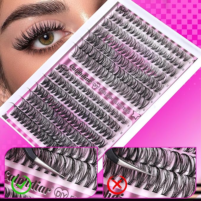 Calphdiar Natural Lash Clusters 30D+40D Eyelash Clusters 8-16mm Cluster Eyelash Extensions Wispy Lashes Clusters 240Pcs Individual Lashes DIY Lash Extension for Beginners