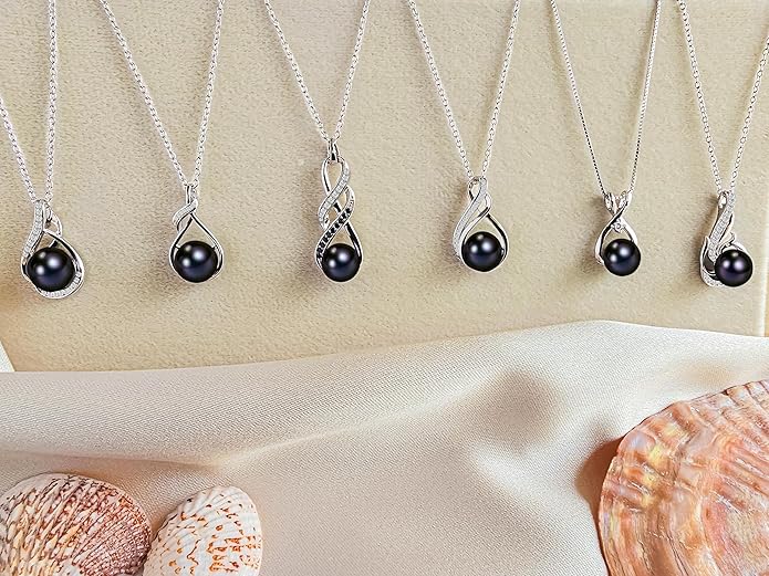 PEARLURA AAA+ 9mm Natural Black pearl necklace for women - Real pearl necklaces for women (18k gold platted 925 sterling Silver)- Wedding anniversary's gift for wife - Luxury birthday gifts for woman - Birthday gift for wife