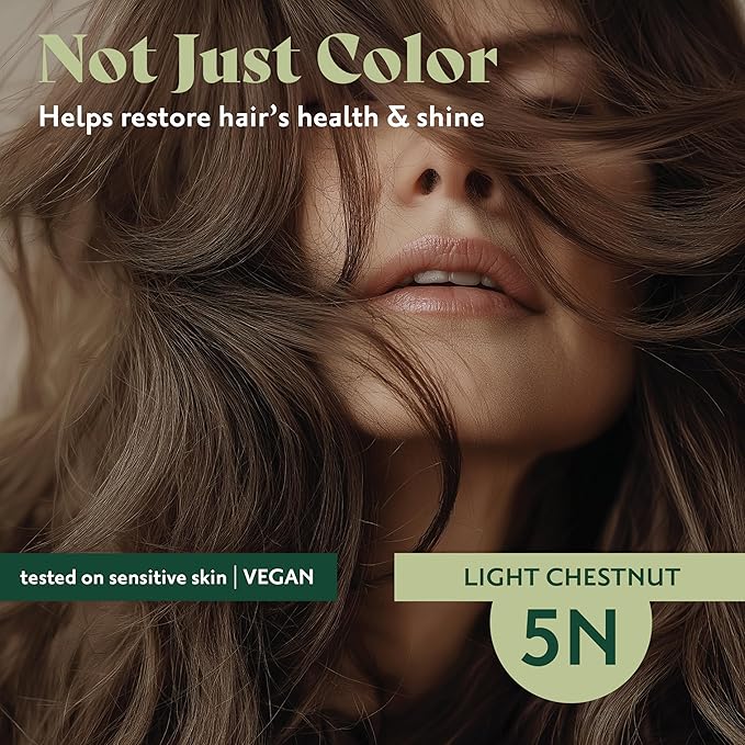 Herbatint Permanent Hair Dye - 5N Light Chestnut - For Up To 100% Gray Coverage of Resistant Gray Hair - Ammonia-Free, Alcohol-Free & Vegan - Salon Influenced Hair Color 5.75 fl oz (2 Pack)