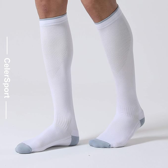 CelerSport 3 Pairs Compression Socks for Men and Women 20-30 mmHg Running Support Socks
