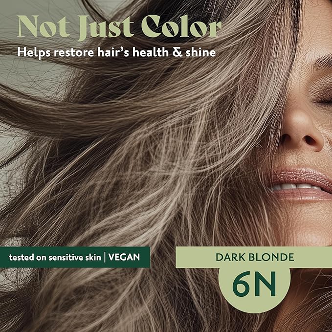 Herbatint Permanent Hair Dye For Women - 6N Dark Blonde - For Up To 100% Gray Coverage of Resistant Gray Hair - Ammonia-Free, Alcohol-Free & Vegan - Salon Influenced Hair Color 5.75 fl oz (4 P...