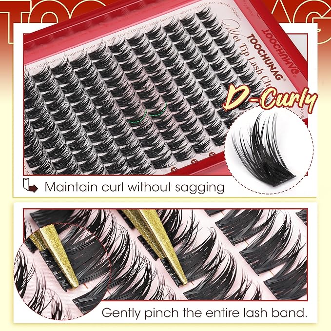 TOOCHUNAG Lash Clusters Kit 12-18mm Manga Eyelash Clusters Kit 144pcs Thick Anime Lashes Clusters Volume Individual Lash Extension Kit Spiky Cluster Eyelashes Extensions with Lash Bond,Seal,Tweezers