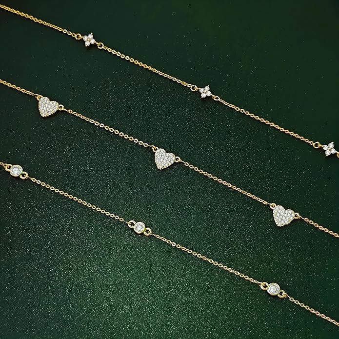 Luxval Diamond Pendant Gold Necklace for Women,Dainty 18k Gold Plated Choker Necklaces Simple Gold Jewelry Gifts for Women Girls