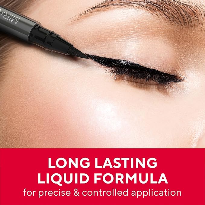 Mirabella Black Magic Marker Waterproof Liquid Eyeliner, Long-Lasting Smudge-Proof Matte Black Eyeliner with Felt Brush-Tip for Precise Controlled Application and Antioxidants Vitamin C and E
