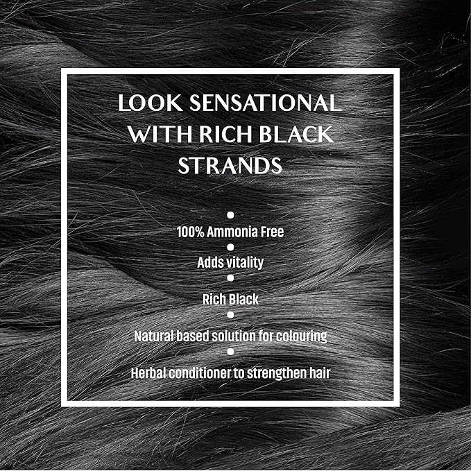 Vatika Naturals Permanent Hair Dye Rich Black – Ammonia-Free With Natural Henna, Grey Coverage, Nourishing Herbal Blend, Long-Lasting Hair Color for Soft, Shiny Results – 18 Sachets X 10g (Pack of 3)
