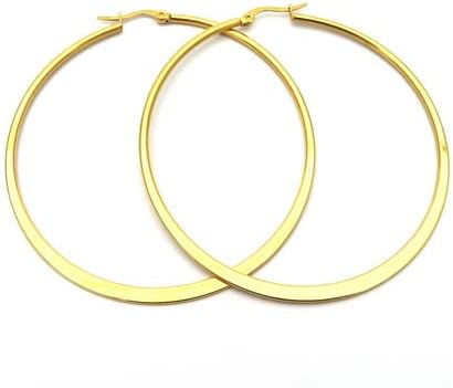 Amazon Essentials Gold Plated or Stainless Steel Flattened Hoop Earrings