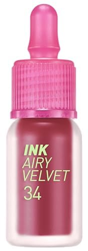 Peripera Ink Airy Velvet Lip Tint | High-Pigmentation, Lightweight, Soft, Moisturizing (034 PLUM ROSE)