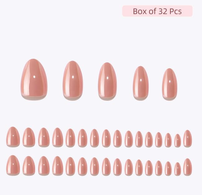 RPNZL Press On Nails - Silk Blush | Pearl Chrome Nude Medium Almond Fake Nails, Salon Quality | 32 Nails, 16 Sizes Kit with Glue and Adhesive Tabs I Female Founded - Beauty, Self Care