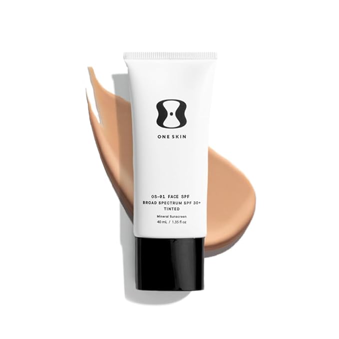 OneSkin FACE SPF OS-01 Peptide Broad Spectrum SPF 30+ Mineral Sunscreen- Scientifically Proven to Protect Skin from UV Aging, Includes Potent Antioxidants (Tinted)