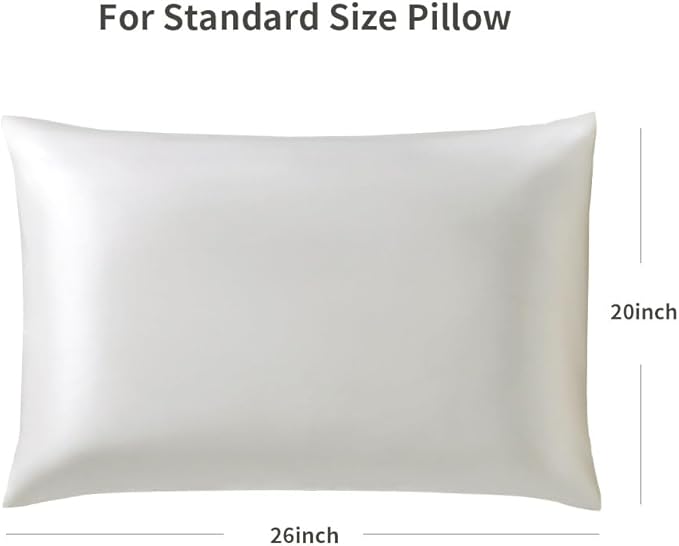 STONECREST Silk Pillowcase, 100% Organic Mulberry Silk, Real 22 Momme 6A Grade, Oeko-Tex Certified, Luxury Pillow Cover for Hair & Skin, with Hidden Zipper(1 Pc Standard 20x26, Cream White)