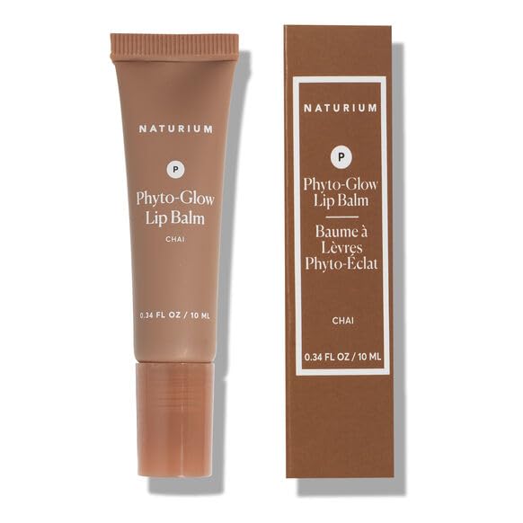 Naturium Phyto-Glow Lip Balm, Hydrating Lip Care with a Glossy Finish, 0.34 oz Chai