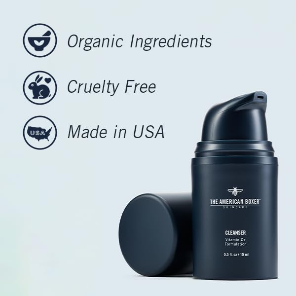 THE AMERICAN BOXER Kickass Cleanser Hydrating Mens Face Wash for Men - Essential Vitamins and Minerals - For All Skin Types - Organic - Cruelty Free - Naturally Derived Ingredients