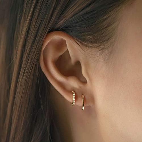 Gacimy Gold Huggie Earrings for Women 14K Real Gold Plated, Small Cubic Zirconia Cartilage Hoop Earrings Cuffs for Women