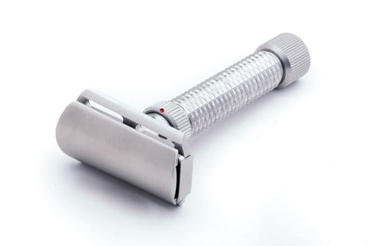 Rex Supply Co. Konsul Adjustable Slant Safety Razor – Stainless Steel Double Edge Razor with Diamond Grip | Customizable Shaving Precision | Made in USA | Wet Shaving Essential