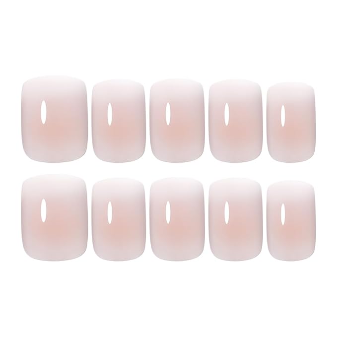 XZMeiLun Pink Nude Ombre Press On Nails Short Square, Gradient French Tip Designer Fake Nail Reusable Real Acrylic Nails for Women, Glossy Soft Gel False Nail with Glue On Nails, Wedding Stick On Nail