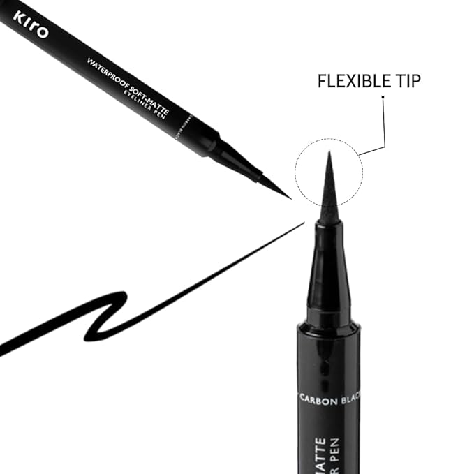 KIRO Soft-Matte Waterproof Eyeliner Pen – Carbon Black | Smudge-Proof, Vegan & Paraben-Free | High-Precision Liquid Eye Pen with Quick-Dry Formula | Intense Matte Finish | 24-Hour Stay | 1.1 ml
