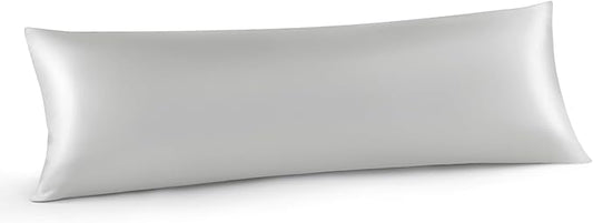 INFIIXSO Body Pillow Cover with Zipper, Luxury Mulberry Silk Body Pillow Case 20x54 Inches, Ultra Smooth and Soft Cooling Long Pillowcase, Gift for Women, Men(Light Grey)