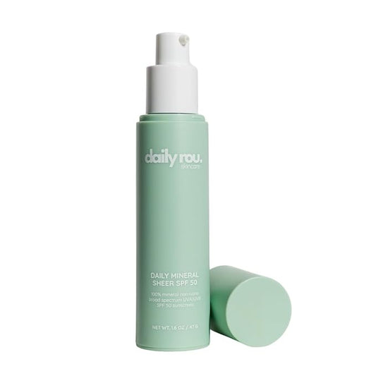 DailyRou Daily Mineral Skincare – Hydrating & Brightening Face Sunscreen for Men & Women – Lightweight, Non-Greasy Formula for Healthy, Smooth, Glowing Skin (Sheer)