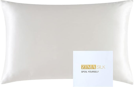 ZIMASILK 25 Momme 100% Pure Mulberry Silk Pillowcase for Hair and Skin Care, Highest Grade 6A Pillow Cases for Women, Long-Lasting Durablity, Gift for Women Men, 1Pc (Standard 20"x26", Ivory)