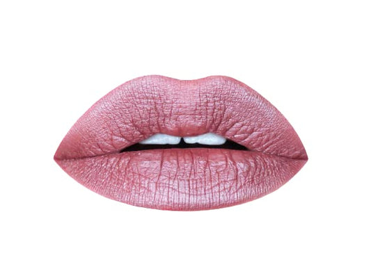 Aromi Dusty Rose Metallic Liquid Lipstick, Rosy Pink Nude Lip Color, Shimmery Finish, Waterproof, Long Lasting, Vegan, Cruelty-Free, Handmade (Pixie Dust)