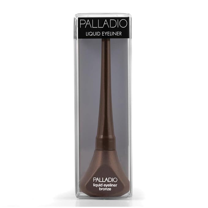 Palladio Liquid Eyeliner, Bronze, Highly Pigmented, For Intense Eye Definition, Smear-proof Liquid Eyeliner, Includes Easy Grip Wand and Felt Tip Applicator