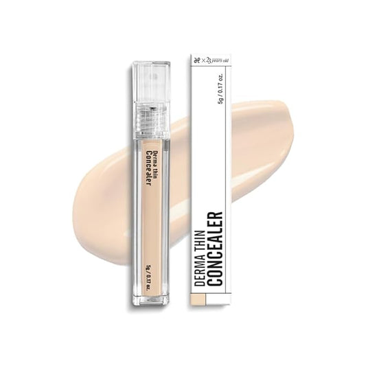 [23YEARSOLD Derma] Thin Concealer #1 (Glow Beige) – Sensitive-Skin Friendly, Lightweight & Long-Lasting with Redness-Soothing SWEETONE Formula for a Natural Finish, Easy-to-Carry 0.17 fl oz