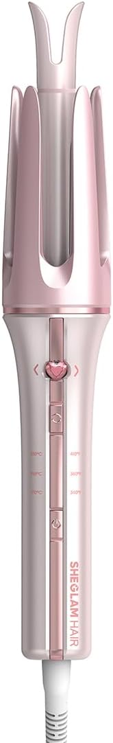SHEGLAM Pink Curling Iron Automatic Gift for Woman (Pink, 0.75 inch) Cupid's Charm One-Touch Instant Curler