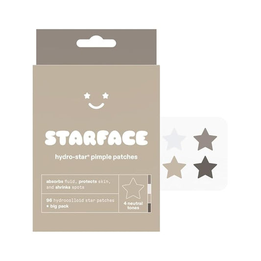 Starface Earth Star BIG PACK, Hydrocolloid Pimple Patches, Absorb Fluid and Reduce Redness, Cute Star Shape and 4 Neutral Colors (96 Count)