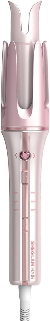 SHEGLAM Pink Curling Iron Automatic Gift for Woman (Pink, 1.25 inch) Cupid's Charm One-Touch Instant Curler