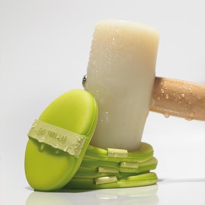 THE TOOL LAB Happyrim Aqua Puff - Korean Olive Young Makeup Puff Sponge for Liquid Foundation Cushion Shading Blusher, 100% Pure Rubycell for EXTREME Moisterizing Fitting - 2.9 inch