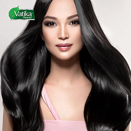 Vatika Naturals Permanent Hair Dye Rich Black – Ammonia-Free With Natural Henna, Grey Coverage, Nourishing Herbal Blend, Long-Lasting Hair Color for Soft, Shiny Results – 6 Sachets X 10g