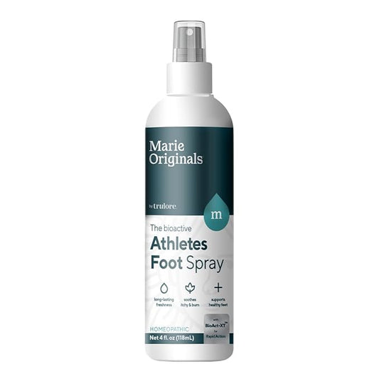 Marie Originals Homeopathic Athletes Foot Spray for Itchy Burning Skin Relief Natural Odor Control and Moisture Care Soothing Plant-Based Foot Comfort for Active Lifestyles and Daily Use 4 oz