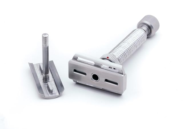 Rex Supply Co. Konsul Adjustable Slant Safety Razor – Stainless Steel Double Edge Razor with Diamond Grip | Customizable Shaving Precision | Made in USA | Wet Shaving Essential
