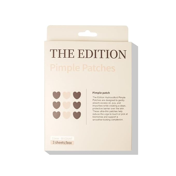 The Edition - Pimple Patches - Heart Shaped Hydrocolloid Pimple Extractor – Cute Acne Spot Treatment for Overnight, Zit Blemish Cover, Waterproof, For all Skin types (60 Count)