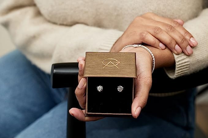 2/3 to 2 Carat Lab Grown Diamond Oval Stud Earrings for Women in 14k White or Yellow Gold (G-H Color, VS1-VS2 Clarity, cttw) 4-Prong Setting Push Back Studs by Carbon Atelier