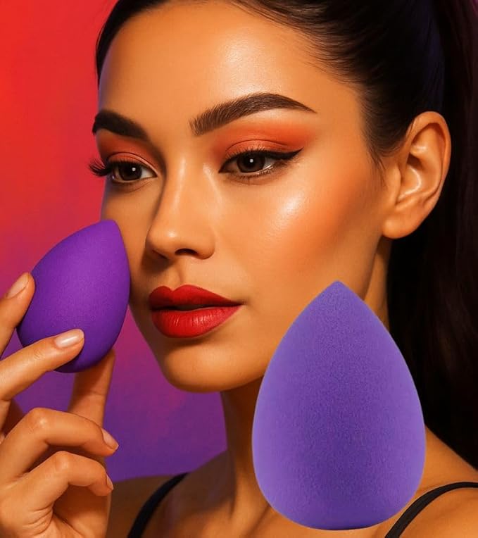 Makeup Sponge Blender, 4 Pack, Flawless Foundation Blending, Latex-Free Cosmetic Applicator Puff for Liquid, Cream, & Powder