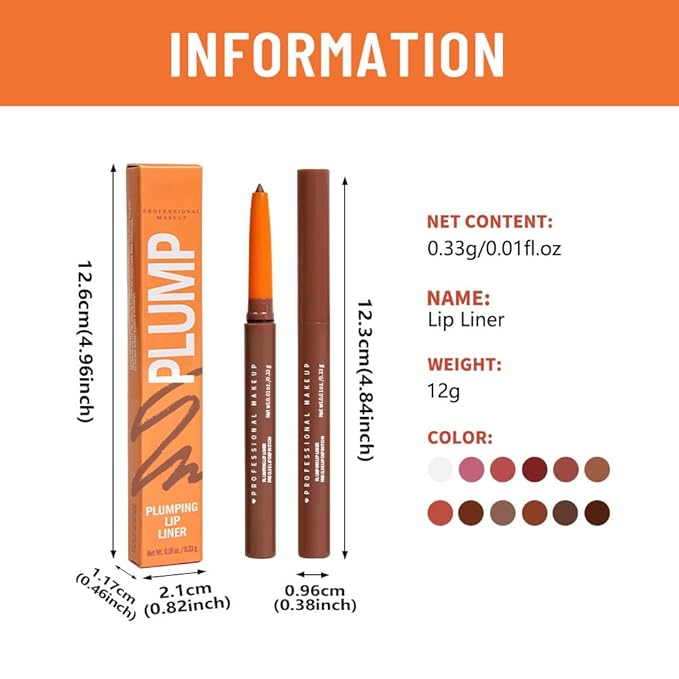 Matte Lip Liner Pencil for Shaping Lips, Retractable Creamy Brown Crayon LipLiner Pencil, Long Lasting Waterproof Lipstick Lip Liner Makeup, Vegan Beauty 08#