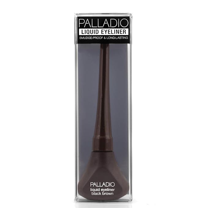 Palladio Liquid Eyeliner, Highly Pigmented and Waterproof Eyeliner, For Intense Eye Definition, Smear-proof Eyeliner Liquid, Includes Easy Grip Wand and Felt Tip Eyeliner Applicator, Black Brown