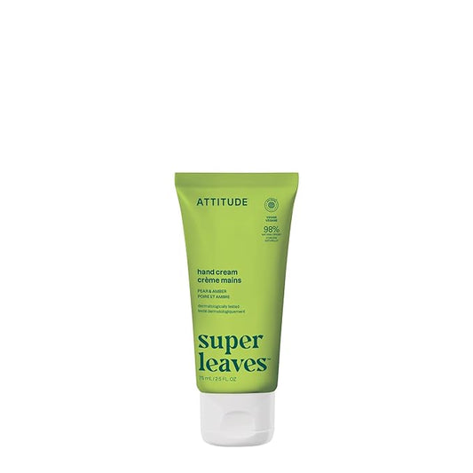 ATTITUDE Hand Cream, EWG Verified, Plant and Mineral-Based, Vegan Personal Care Products, Pear & Amber, 2.5 Fl Oz