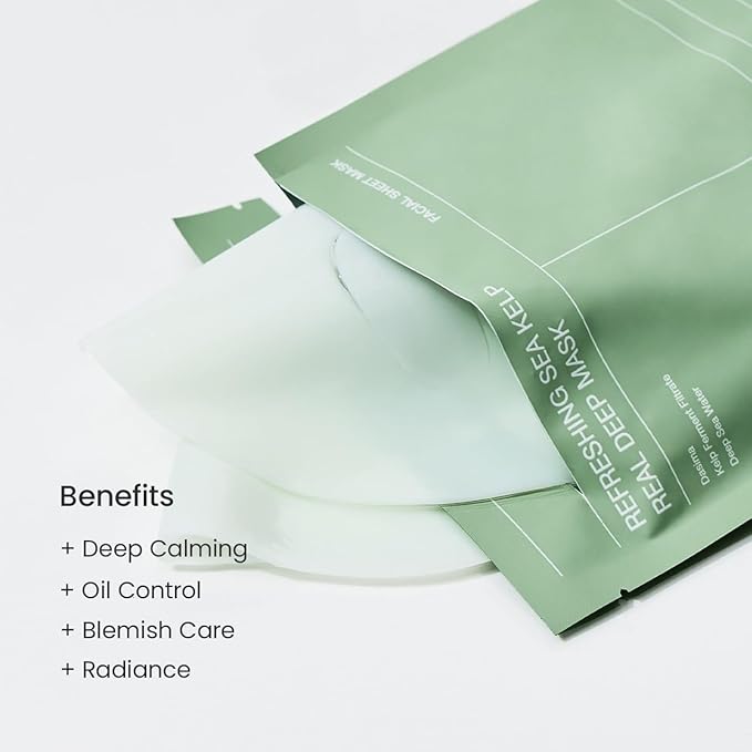 BIODANCE Refreshing Sea kelp Real Deep Mask, Overnight Hydrogel Mask, Calming, Oil & Sebum Control, Blemish Care, Korean Skin Care, Gifts for Women | 1.19oz(34g) x 4ea
