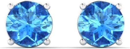 Diamondere Natural and Certified Gemstone Solitaire Petite Stud Earrings in 14K Solid Gold | 0.20 Carat Earrings for Women