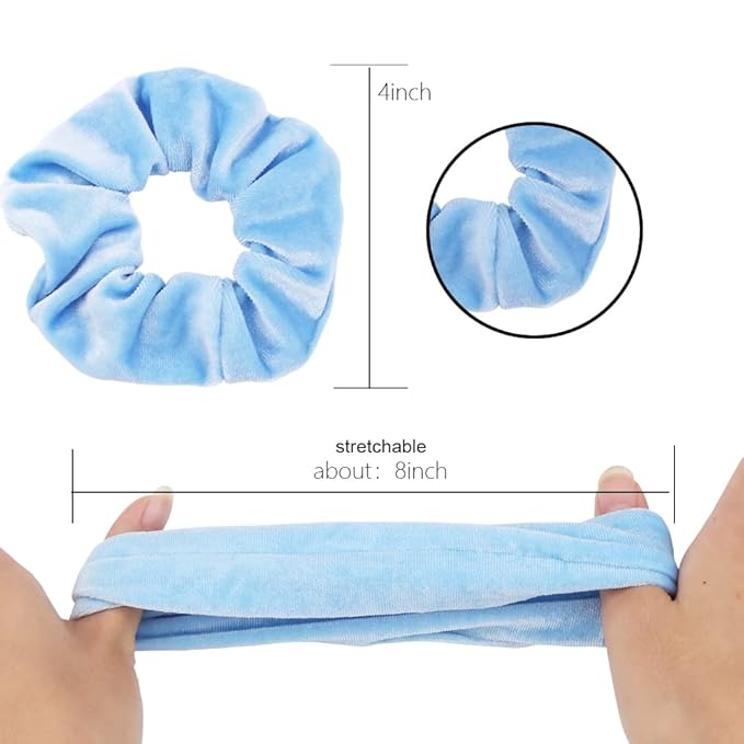 Didder 20 Pcs Sky Blue Velvet Scrunchies, Soft Hair Ties for Women Girls, Hair Accessories